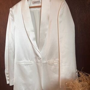 Women's White Satin Blazer